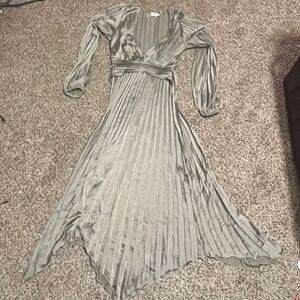 Billy J Gray‎ Pleated Maxi Dress with Balloon Sleeves Elegant Evening Gown Small